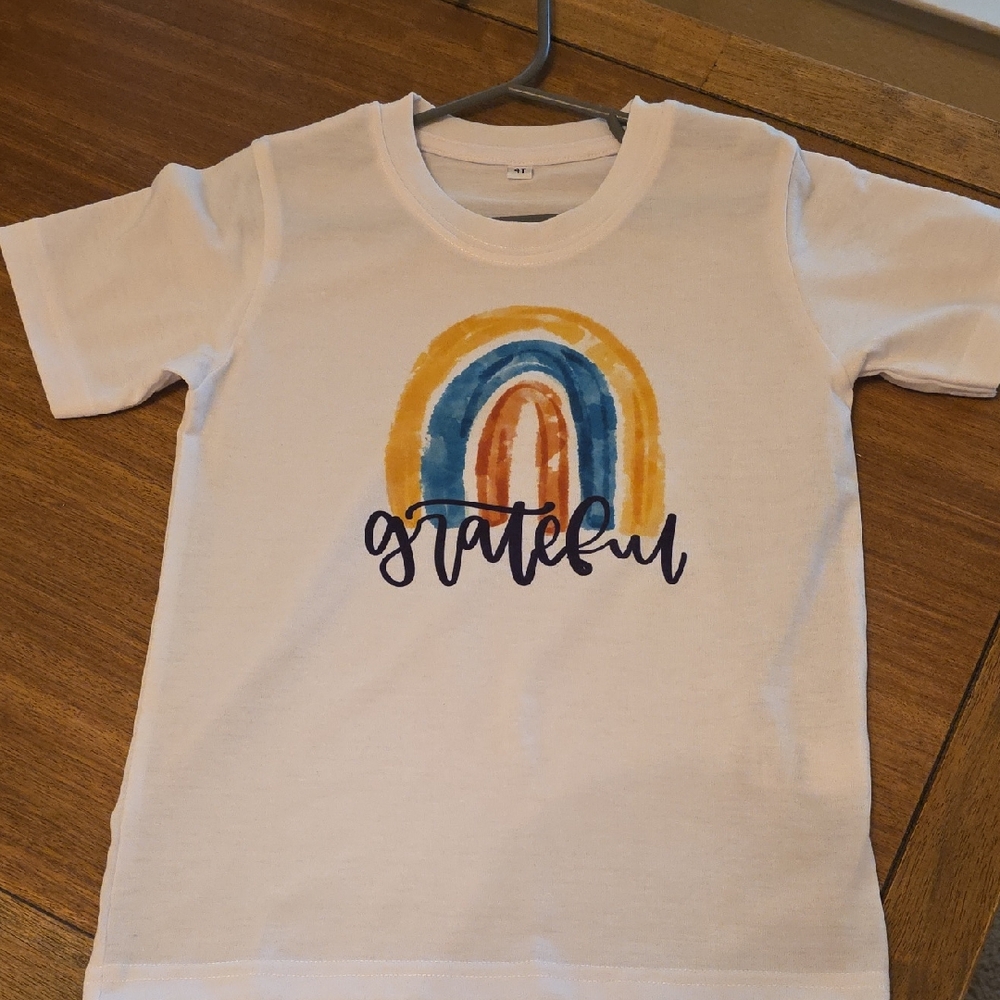 Grateful Kids' T-Shirt - White with Multicolor Design